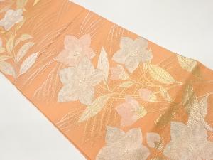 絽桔梗模様織出し袋帯